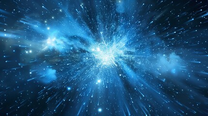 Abstract blue background. Explosion star.