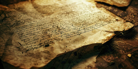 Vanishing Voices of the Past: An ancient manuscript, its faded ink barely visible on crumbling parchment.