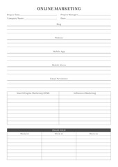 Marketing Planning Page Planner Sheets efficient way to organize & track their marketing activities
