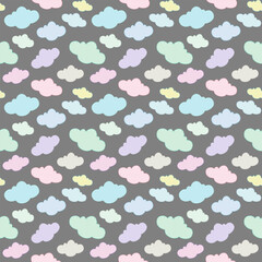 seamless pattern with cute clouds pastel colors 