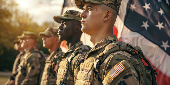 Steadfast Allegiance: Soldiers pledging their loyalty to country and flag
