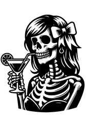 Skeleton SVG, Cool Skeleton, Skull Flower SVG, Floral Skull SVG, Bone SVG, Happy Skeleton, Skeleton Girl SVG, Halloween SVG, Scary SVG, Skeleton Silhouette, Vector, Clipart, Cut file for Cricut SVG, J