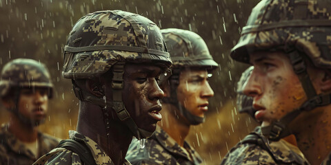 Morale Booster: A spirited soldier leading a chant with their comrades.