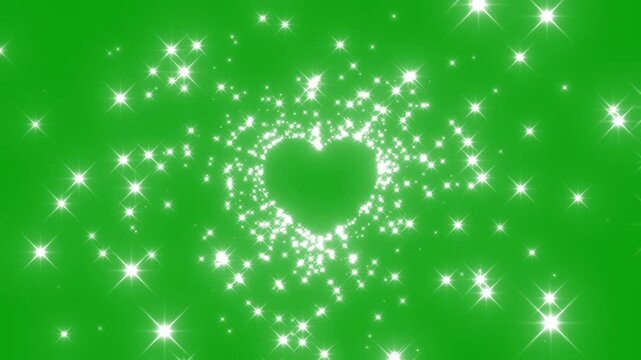 Glitter sparkle animated green screen, 4K Chroma key 3d animation. White shining dust light. Bokeh light lights effect background. Glowing stars sparkle. Concept: valentine's, mother's day, marriage