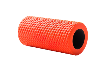 A Vibrant Orange Foam Roller For Deep Muscle Relaxation And Recovery on a Clear PNG or White Background.