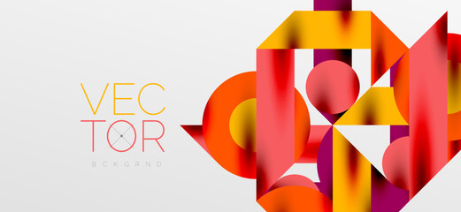 Circles and shadows. Colorful round elements with triangles, semi circles and other shapes. Vector Illustration For Wallpaper, Banner, Background, Card, Book Illustration, landing page