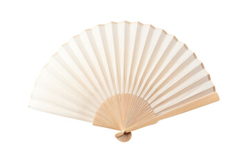 A Delicate White Hand Fan Unfurled Against a Pristine Background on a Clear PNG or White Background.