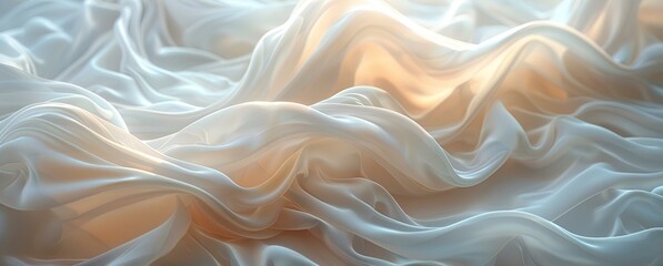 Obraz premium Fluid white waves in abstract background.