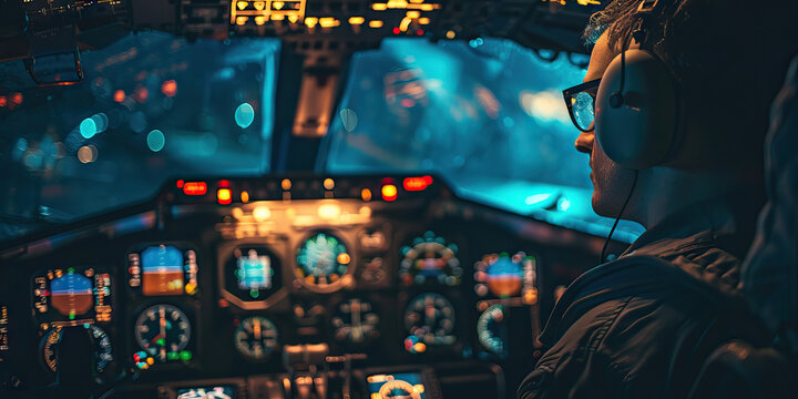 Airborne Architect: A pilot's view through the window of a cockpit, surrounded by control panels.