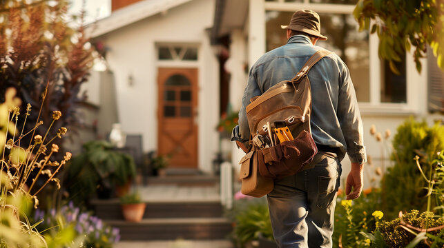 handyman arrive to the costumer house