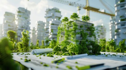 Environmental Sustainability in Construction Blueprints, environmental sustainability in construction blueprints with an image showing architects and engineers incorporating green building practices,