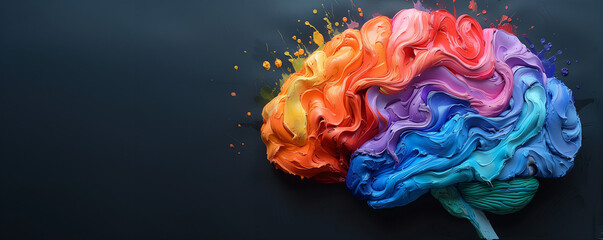 Colorful human brain explosion, World Autism Awareness Day, creative inspiration, mental health, psychology and neurology concept