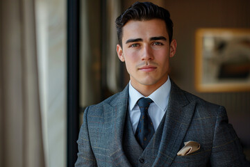 A professional man in formal attire suitable for business and corporate concepts. This image can be used for marketing materials, business presentations, and professional development seminars.