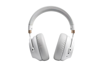 White Wireless Headphones With Gold Accents on a White Background on a Clear PNG or White Background.