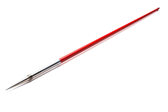 A Red Javelin Spear Poised for Flight, Ready to Pierce the Air on a Clear PNG or White Background. - Powered by Adobe