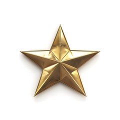 Obraz premium A golden five-pointed star icon in a simple and minimalist style on a white background with high resolution and no shadow effect.