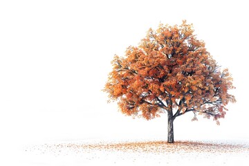 Obraz premium Vibrant Autumn Tree Against a Minimalist Background