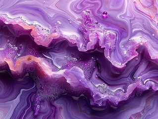 Obraz premium Abstract fluid art background dark purple and orange colors. Liquid marble. Acrylic painting on canvas with lines and gradient. Alcohol ink backdrop with lavender wavy pattern.