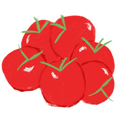 Illustration of six tomatoes, isolated