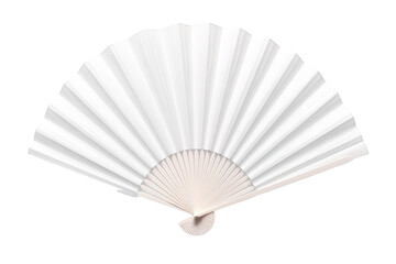 A Pristine White Folding Fan, Ready to Catch a Gentle Breeze on a Clear PNG or White Background.
