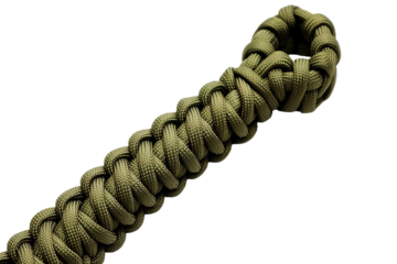 An Intricate Green Paracord Loop, Woven With Precision and Skill on a Clear PNG or White Background.
