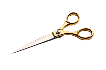 Sharp, Gleaming Scissors Ready to Cut on a White Background on a Clear PNG or White Background.