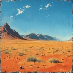 Tranquil Minimalist Desert Landscape with Soft Sand Dunes and Clear Blue Sky