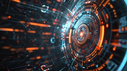 Obraz premium Futuristic Tech Interface Design Abstract Digital Background