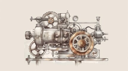 Hand-drawn illustration of a machine with gears, symbolizing the concept of functions in programming. Ideal for educational content on coding and software development.