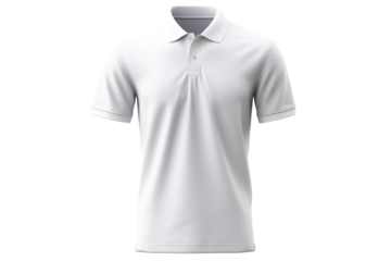 A Crisp White Polo Shirt Ready for a Day of Summer Fun on a Clear PNG or White Background.