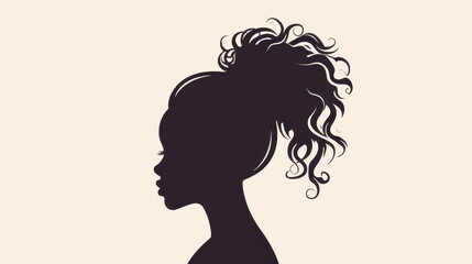 Stunning vector silhouette of a curly African woman, perfect for beauty salon or hair product logos