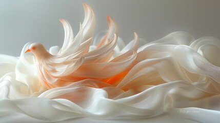 Ethereal Silk-like Material Art Forms with Radiant Light