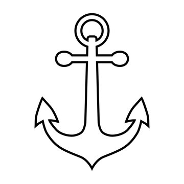 recommend clip art: Anchor icon. Black outline of anchor. An anchor is a device for holding a ship in place. Vector illustration isolated on white background for design and web.