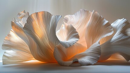 Ethereal Silk-like Material Art Forms with Radiant Light