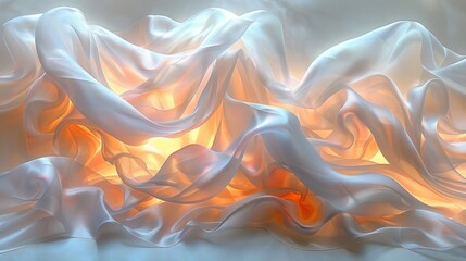 Ethereal Silk-like Material Art Forms with Radiant Light