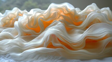 Ethereal Silk-like Material Art Forms with Radiant Light