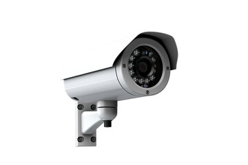 A Security Camera Fixed On A White Wall, Ready To Capture The Day's Events on a Clear PNG or White Background.