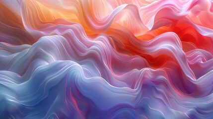 Obraz premium Serene Abstraction: Hyper-Realistic 3D Rendering of Pastel Flowing Minimalism