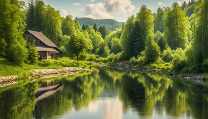 The landscapes in the suburbs in early summer are particularly charming, with dense forests and the reflection of the vegetation in the mountains on the water, like a painting