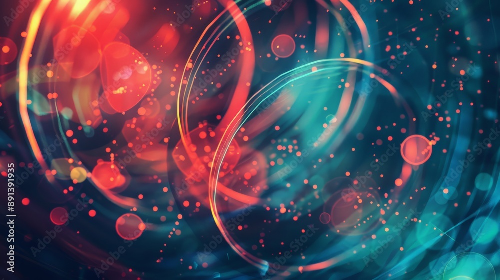 Poster Vibrant abstract patterns of light and color, representing digital technology and futuristic innovation. Perfect for modern tech and AI themes.
