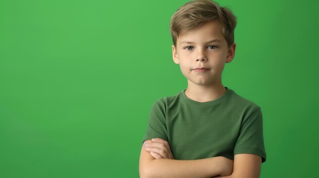 Happy young man beckoning someone to join him. Teenage boy stands against green screen backdrop. Vibrant k footage. - Powered by Adobe