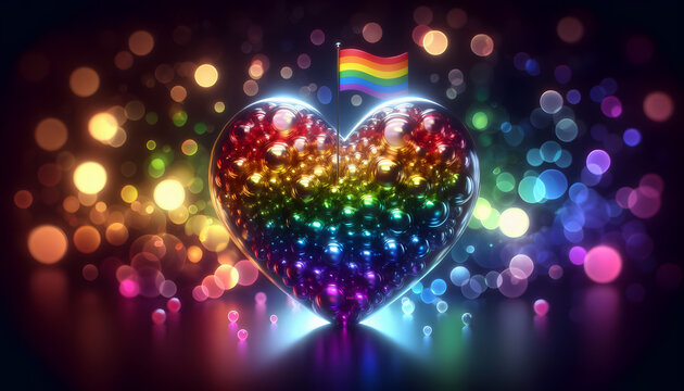 Regenbogenherz mit Glitter als Hintergrund oder Textur, Gay, Pride, CSD