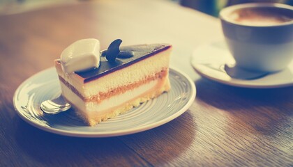 Sweet Indulgence: Coffee and Cake on a Well-Set Table