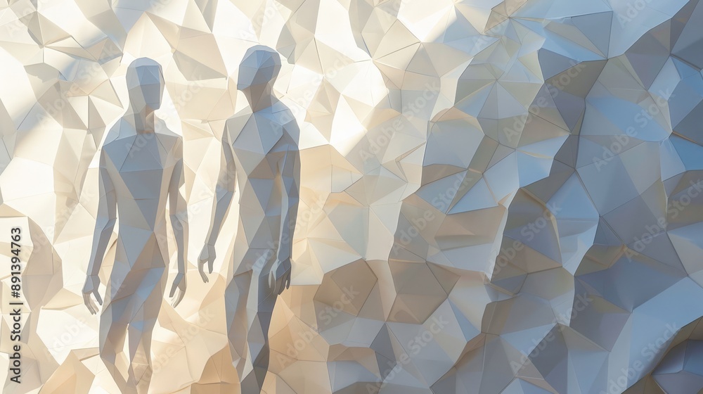 Aufkleber abstract representation of two humanoid figures in a geometric design. futuristic concept of human-r