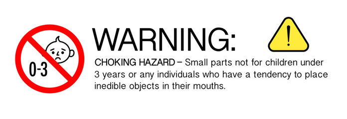 Choking hazard sign sticker not suitable for children under