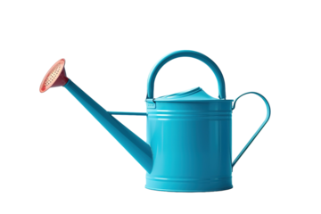 A Vibrant Blue Watering Can Ready to Nourish Garden Life on a Clear PNG or White Background.