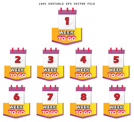 Fototapeta premium number 1,2,3,4,5,6,7,8,9 of days left to go collection badges sale landing page banner vector illustrator