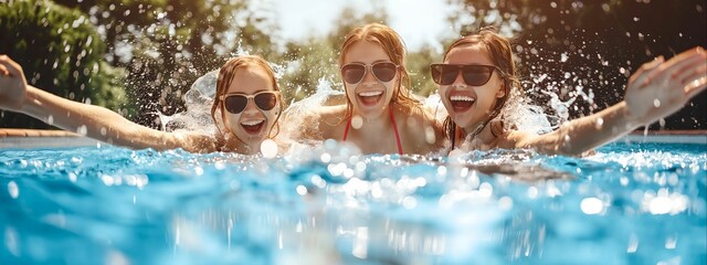 splashing water in the pool