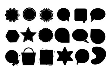 Set of sale sticker, price tag, starburst, quality mark, sunburst badges, retro stars. Flat vector design elements. Starburst speech bubbles or attention grabber set