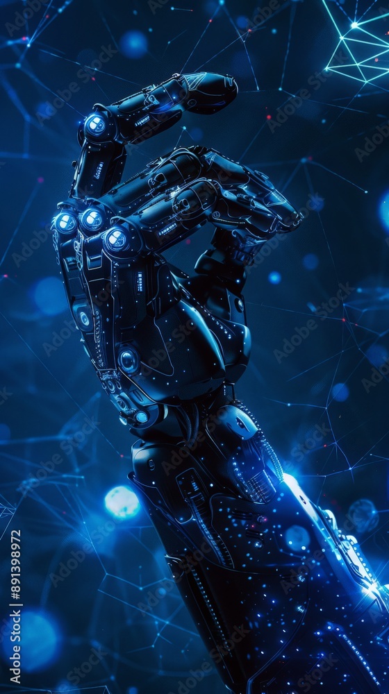 Aufkleber Detailed blueprint of robotic components with intricate mechanical details on a white background. Ideal for illustrating advanced engineering, robotics, and technology concepts.